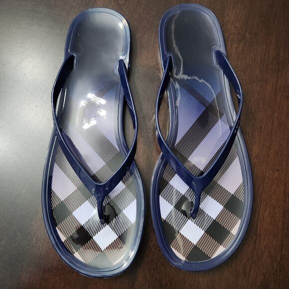 Burberry Jelly Flip Flops Blue Check Size 41 - Picture 3 of 5